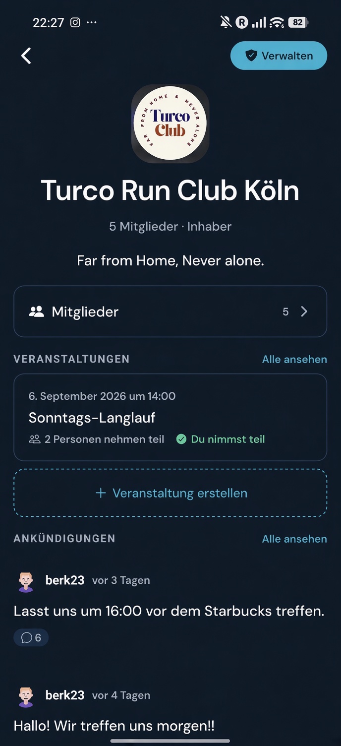 Die Seite eines Koshio-Klubs: Emblem, Mitglieder und Ankündigungen