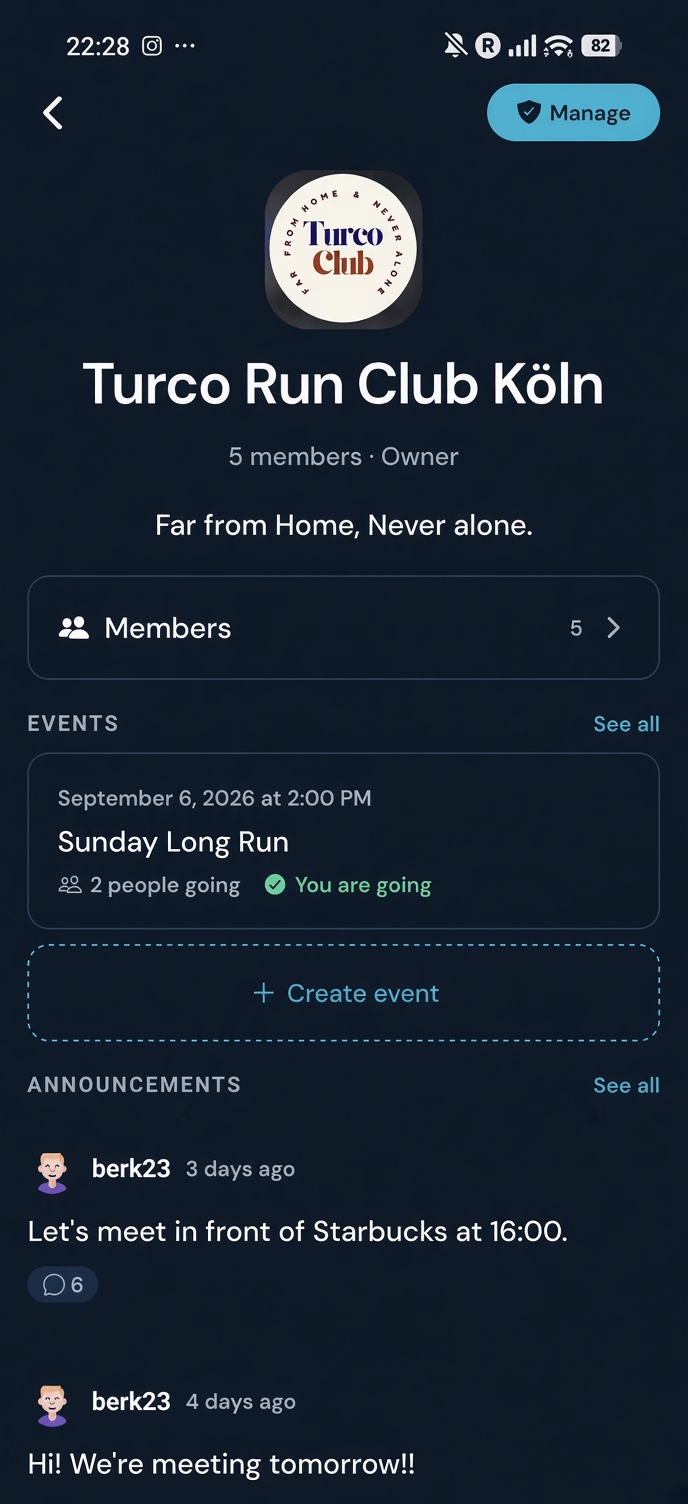 A Koshio club page: emblem, members and announcements