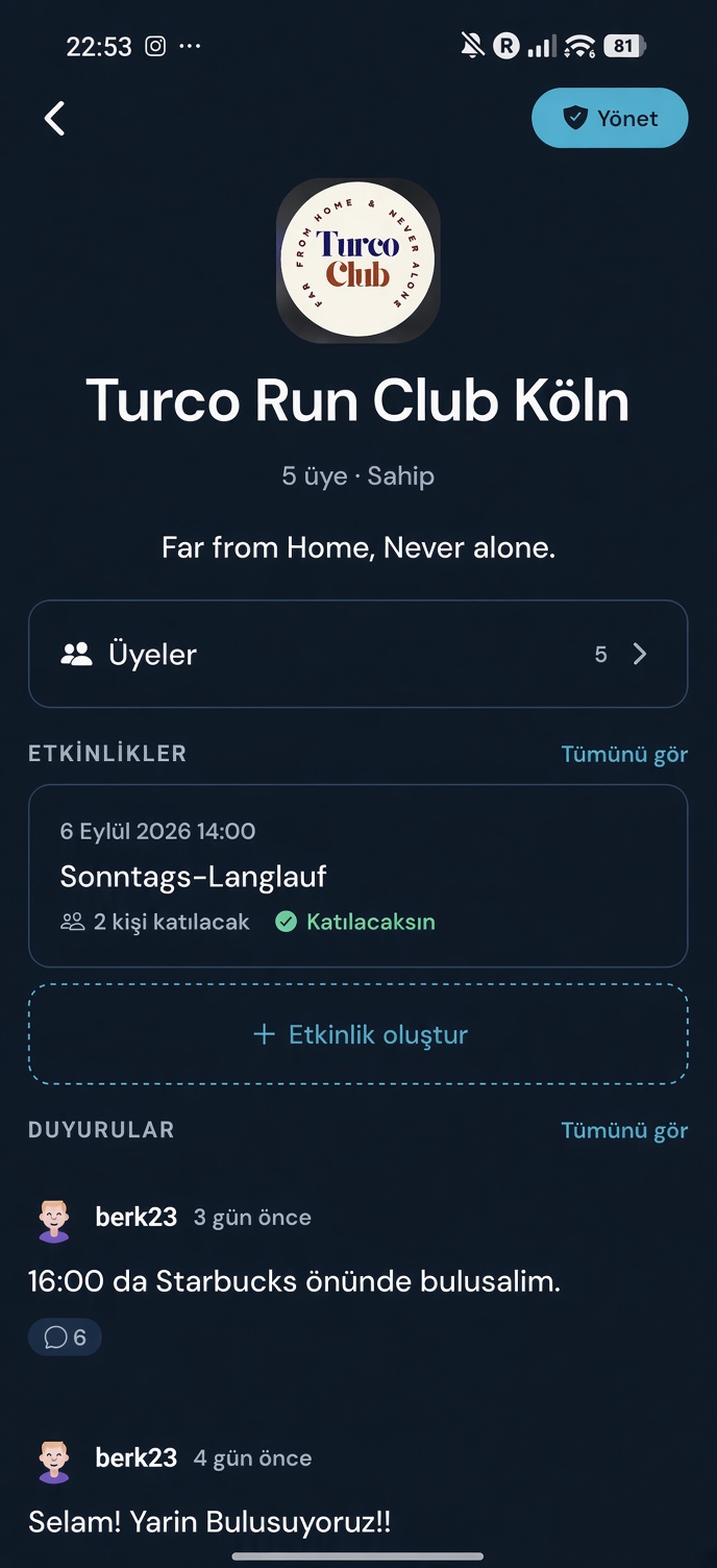 Bir Koshio kulübünün sayfası: amblem, üyeler ve duyurular